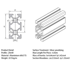 Công nghiệp v khe cắm đường sắt t khe cắm 2020 2040 nhôm đùn hồ sơ hợp kim tuyến tính đường sắt cho CNC Máy Kit - Product Image 5