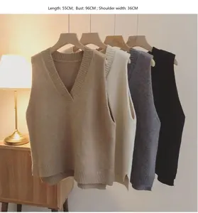 Strickwaren Hochwertige V-Ausschnitt gestrickt ärmel los für Frauen Casual Sweater Weste