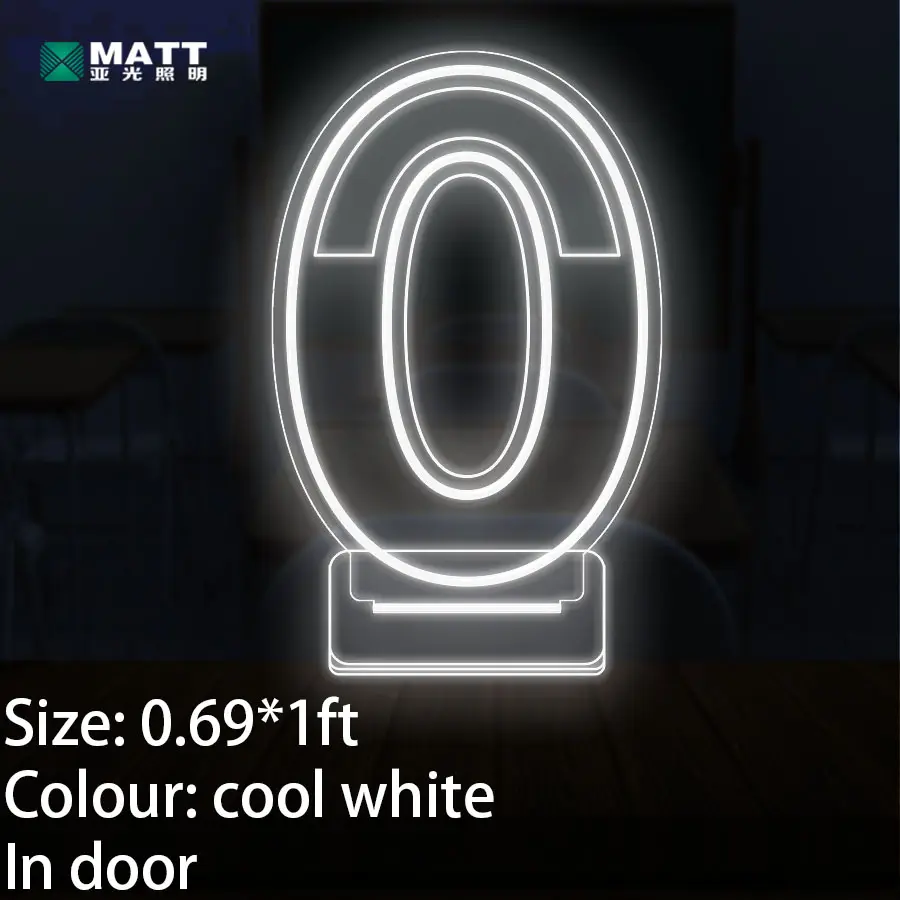 MATT Drop shipping NO MOQ numbers 0 1 2 3 4 5 free standing 1ft height neon sign free shipping for birthday home decor