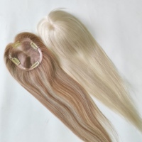 Rambut Asli Manusia Full Density 4x5 Mono Base Hair Topper dengan Jaring Mono yang Dapat Bernapas untuk Vendor Salon Rambut