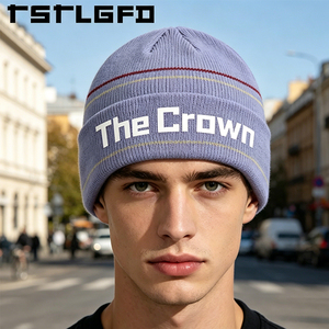 Gorros de Punto Personalizados con Logotipo, Gorro de Invierno a Rayas de Dos Tonos, Tejido Suave, con Borde Reforzado, Venta al Por Mayor, Fabricante - Product Image 3