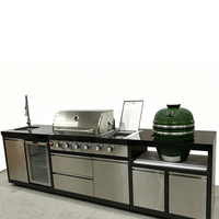 Solution tout-en-un de cuisine extérieure d'usine : configurations de luxe avec réfrigérateur, barbecue à gaz, évier et Kamado