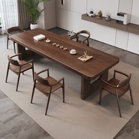Nouvel ensemble de table et de chaises à thé en bois de style chinois, design moderne haut de gamme, multifonctionnel, adapté à la maison et au bureau