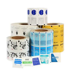 Papier couché de papier d'aluminium imprimé sur mesure <span class=keywords><strong>pour</strong></span> tampon d'alcool/lunettes/lentille/lingettes d'écran, film de papier d'aluminium laminé en rouleau - Product Image 1