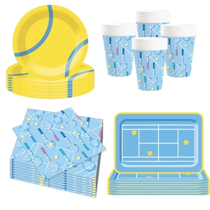 DAMAI - Juego de Platos de Papel para Decoración de Fiestas de Tenis, Cumpleaños, Incluye Platos, Vasos y Servilletas para Fiestas Deportivas de Niños - Product Image 5