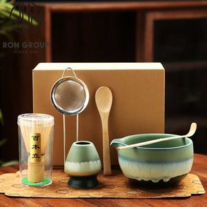 Ensemble <span class=keywords><strong>de</strong></span> cérémonie du thé en céramique <span class=keywords><strong>de</strong></span> style japonais avec fouet, passoire et cuillère en bois pour la préparation du matcha, vente en gros - Product Image 4