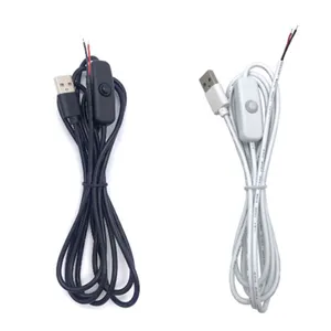 High Quality 5V USB A Connector to Open Tinned Wire ON OFF 501 Push Switch Power Extension Cable for Led Light Strip Lamp