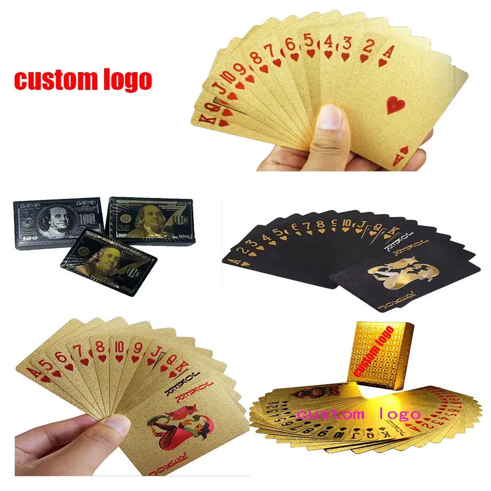 Custom 100% Waterdicht Plastic Poker Speelkaarten Met Groot Lettertype Woord Poker Jogo De Baralho Pokerkarte Cartes Usaroyaal Goud Rood