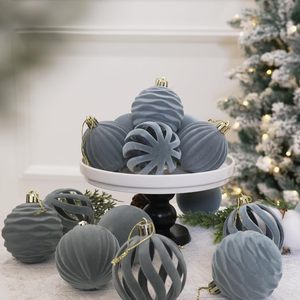 Boules de Noël floquées et décorations suspendues pour sapin de Noël, ensemble de décoration pour salon et fenêtre, décorations de fête - Product Image 2