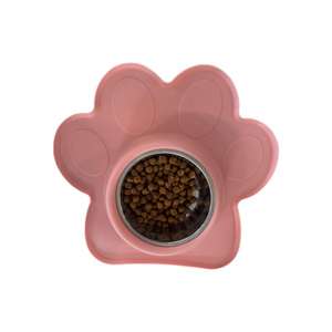Ciotola a Forma di Zampa per Animali Domestici con Inserto in Acciaio Inox e Base Antiscivolo in Silicone per Cibo e Acqua di Cani e Gatti - Product Image 1