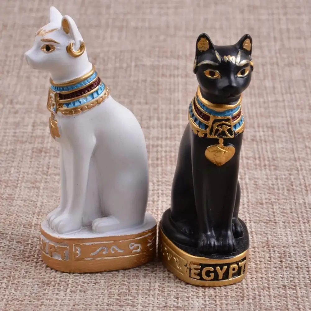 Patung miniatur kucing Mesir Huaqi MAE01, patung dewi kucing Vintage baset taman rumah