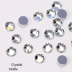 Hotfix Hot Fix Round White Clear Crystals Gems Glass Stones Hotfix Flat Back Rhinestones