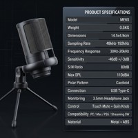 Micrófono de condensador USB profesional ME6S de 192kHz con control táctil de silencio y ganancia, micrófono para juegos, streaming y grabación de podcasts.