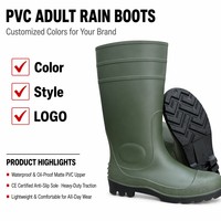 Bottes de pluie de sécurité en PVC en gros avec embout et plaque en acier, anti-écrasement, anti-perforation, bottes de travail industrielles, personnalisation de la marque