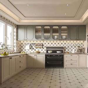 Diseño Gratuito de Cocina Completa en Madera de Roble Rojo, Estilo Francés, Color Crema, Juego de Muebles de Cocina Completo - Product Image 2