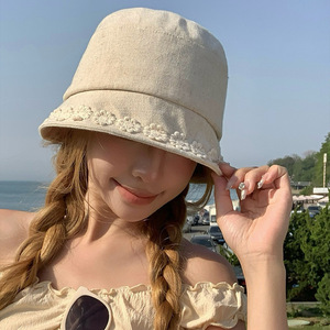 Japanese Style Floral Cotton Linen Bucket <b>Hat</b> For Women <b>Summer</b> Breathable Sun Protection Shade <b>Hat</b> - Product Image 3