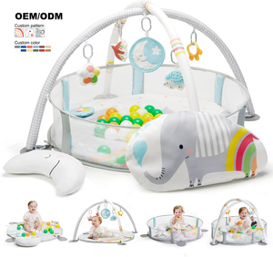 Gimnasio de Actividades 4 en 1 para Bebés con Piscina de <span class=keywords><strong>Pelotas</strong></span>, Juguetes de Peluche, Almohada Antideslizante para Tiempo Boca Abajo con Juguetes <span class=keywords><strong>Sensoriales</strong></span> para Recién Nacidos - Product Image 1