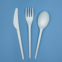 Ensemble de couverts jetables écologiques en plastique arc-en-ciel titane multicolore emballés pour anniversaire, emballés en airlaid