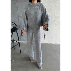 Hooded <b>Knit</b> <b>Set</b> 1509 - Gray - Product Image 5