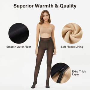 Collants thermiques translucides doublés polaire 220g-320g, leggings d'hiver épais, <span class=keywords><strong>bas</strong></span> chauds semi-transparents à effet optique - Product Image 3
