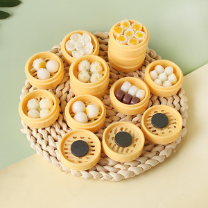 Mini autocollant décoratif en forme de nourriture simulée : Miniature de pain vapeur, Aimant de réfrigérateur, <span class=keywords><strong>Jouet</strong></span> alimentaire miniature, Xiaolongbao, Autocollant de message - Product Image 6