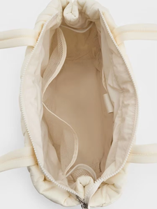 Quilted Nylon Crossbody Tote Gym Travel <strong>Bag</strong> <strong>Solid</strong> Pattern Zipper Closure Lining Portable <strong>Black</strong> Shoulder <strong>Bag</strong> - Product Image 2