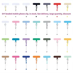 Catena per cellulare fai da te con perline e chiusura a moschettone, clip universale per custodia del telefono con pad trasparente anti-smarrimento - Product Image 2