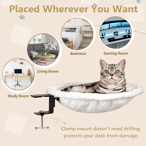Tempat Tidur Meja Rak Kucing untuk Anak Kucing di Dalam Ruangan, Hammock Kucing dari Kain Bulu Imitasi Lembut yang Dapat Disesuaikan, Furnitur Kucing Modern Unik - Product Image 4
