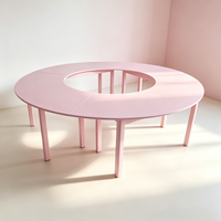 Ensemble de table pour enfants en forme de S rose moderne et portable, table ronde pour location événementielle