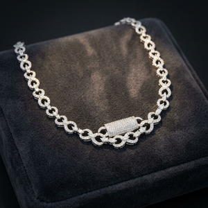 <b>Silver</b> 925 Iced Out <b>Chain</b> Necklace Rhodium Plated Moissanite Tester Proof Link <b>20</b> <b>Inch</b> Unisex Hip Hop Jewelry Gift - Product Image 3