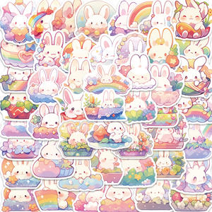 Autocollants promotionnels Kawaii Lapin Blanc Arc-en-ciel Dessin Animé Mignon Lapin Aquarelle pour <span class=keywords><strong>Ordinateur</strong></span> <span class=keywords><strong>Portable</strong></span> Bouteille d'Eau Scrapbook - Product Image 2