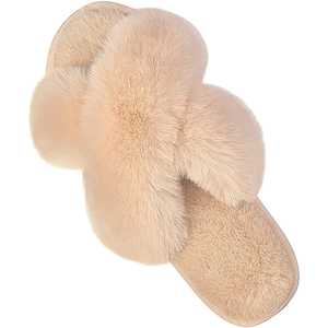 Venta Directa de China Pantuflas Ligeras de Felpa Suave para Mujer con Tira Cruzada y Punta Abierta Cómodas de Piel para Interiores con Suela TPR Antideslizante Recién Llegadas - Product Image 5
