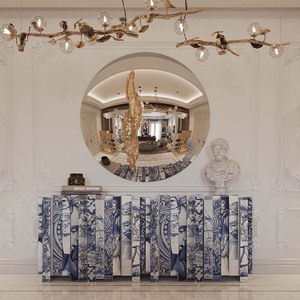 Bocadolobo Heritage Sepia Aparador Artístico Lujo Palace Style Gabinete de madera maciza Credenza Muebles personalizados - Product Image 1