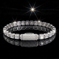 Bracelet chaîne en argent plaqué chrome rose avec moissanite VVS, design cœur, test diamant 100% positif