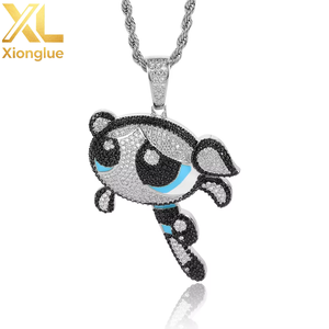 Hop Cartoon Flying Girls Pendant Brand Copper Inset Natural Zircon Unisex 18K Gold Plated 18inches Necklace Wholesale - Product Image 6