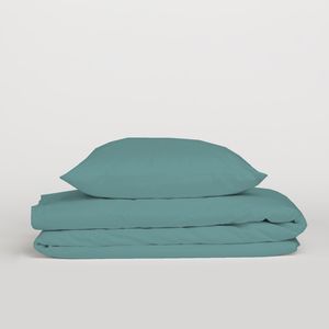 Ensemble de housse de couette en percale de coton 100% italien Premium Green avec housse de couette taie d'oreiller incluse - Product Image 1