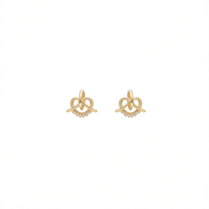 Orecchini a Perno con Fiocco in Oro 18K Massiccio, Cristalli e Strass con Incastonatura a Castone, Gioielli Unisex Minimalisti per Uso Quotidiano - Product Image 1