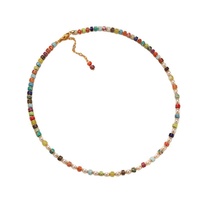 Collier artisanal en cuivre style bohème avec pierres naturelles, fausses perles et perles bonbon, design de niche Woying