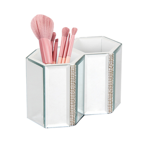Esagonale porta pennelli per il trucco in alluminio per la casa Organizer decorativo per cosmetici eyeliner Display tazza portagioie - Product Image 1