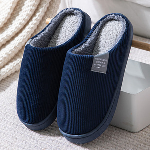 Logo personalizzato inverno calda casa interna semplice classico colore solido pantofole in cotone peluche per le donne e l'uomo più stili - Product Image 6