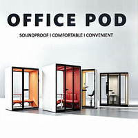 Cabine de bureau insonorisée moderne en stalinite avec cadre en aluminium et éclairage LED, pour un espace intérieur silencieux, une seule place