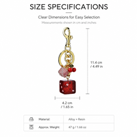 Porte-clés en métal électroplaqué en forme de dés cerise, pendentif fruit, breloque de sac, décoration de sac à main pour femme, cadeau, avec fermoir mousqueton