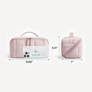 Bolsa de Maquillaje Portátil con Cierre de Nylon Ecológico, Gran Capacidad, para Viaje, Almacenamiento de Artículos de Aseo, Color Sólido, Diseño Antibacterial e Impermeable - Product Image 2
