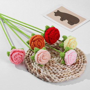 ช่อกุหลาบถักไหมพรมถักช่อกุหลาบเทียมของขวัญวันวาเลนไทน์ - Product Image 5