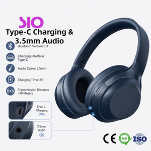 หูฟังไร้<span class=keywords><strong>สาย</strong></span>แบบครอบหู สเตอริโอ บลูทูธ <span class=keywords><strong>5</strong></span>.3 รองรับ Type-C ช่องเสียบ <span class=keywords><strong>AUX</strong></span> <span class=keywords><strong>3.5</strong></span> มม. ลำโพง 40 มม. เล่นได้นาน 12 ชั่วโมง - Product Image 6