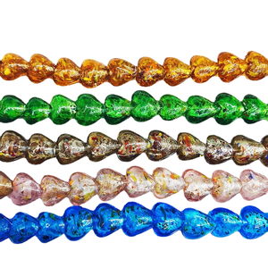 Perles de verre en forme de cœur en feuille d'or miaoy, et matériel perlé perforé simple, bijoux faits main, boucles d'oreilles, collier - Product Image 3