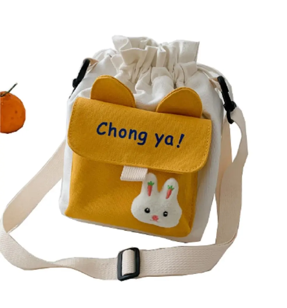 2022 뜨거운 판매 버킷 모양 Drawstring 캔버스 가방 어깨 배낭 가방 성인 또는 어린이