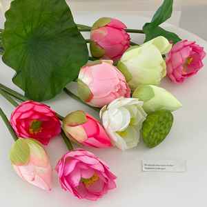 Flores de Loto Artificiales de Seda, Alta Simulación, Decorativas para el Hogar, Accesorios para Fotografía de Bodas - Product Image 1