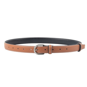 Cinturón de mujer de cuero de vaca de grano completo con patrón de lichi, hebilla de aleación geométrica, 105 cm de longitud - Envío directo transfronterizo Guangzhou - Product Image 5