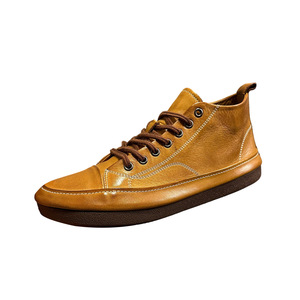 Chaussures en cuir pour hommes QHCCID, à lacets, semelle en caoutchouc, talon moyen, confortables, pour le bureau, décontractées, habillées - Product Image 5